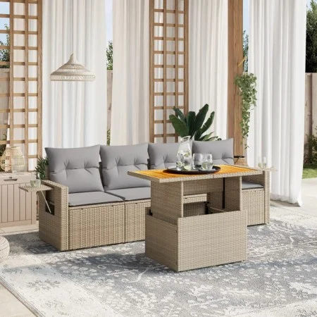Garden sofa set with 5-piece synthetic rattan beige cushions by , Garden sets - Ref: Foro24-3271633, Price: 352,99 €, Discoun...