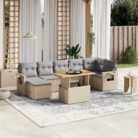 Garden sofa set with beige cushions, 8 pieces, PE rattan by , Garden sets - Ref: Foro24-3271864, Price: 529,21 €, Discount: %