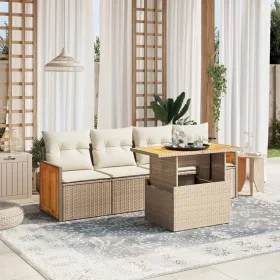 Juego de sofás jardín con cojines 5 pzas ratán sintético beige by , Garden sets - Ref: Foro24-3273837, Price: 378,31 €, Disco...