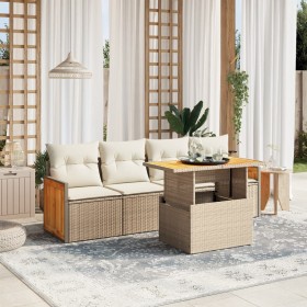Juego de sofás jardín con cojines 5 pzas ratán sintético beige by , Garden sets - Ref: Foro24-3273837, Price: 336,25 €, Disco...