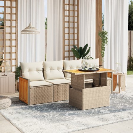 Juego de sofás jardín con cojines 5 pzas ratán sintético beige by , Garden sets - Ref: Foro24-3273837, Price: 336,25 €, Disco...