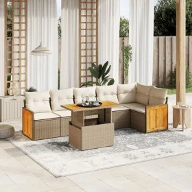 Set aus 7-teiligen Gartensofas und Kissen, synthetisches Rattan, beige von , Gartensets - Ref: Foro24-3273970, Preis: 510,81 ...