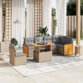 Set of 7-piece garden sofas and beige synthetic rattan cushions by , Garden sets - Ref: Foro24-3273985, Price: 494,83 €, Disc...