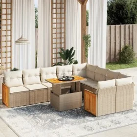 Garden sofa set with beige cushions, 10 pieces, synthetic rattan by , Garden sets - Ref: Foro24-3274117, Price: 712,57 €, Dis...