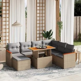 Garden sofa set with beige cushions, 8 pieces, PE rattan by , Garden sets - Ref: Foro24-3276055, Price: 521,90 €, Discount: %