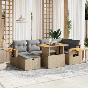 Set aus 7-teiligen Gartensofas und Kissen, synthetisches Rattan, beige von , Gartensets - Ref: Foro24-3276146, Preis: 488,19 ...