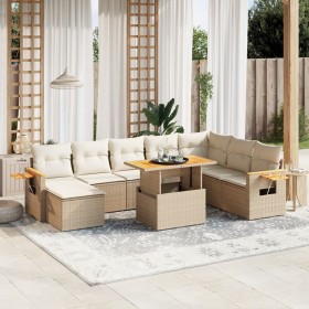 Gartensofagarnitur 9-teilig mit Kissen aus synthetischem Rattan in Beige. von , Gartensets - Ref: Foro24-3273655, Preis: 640,...