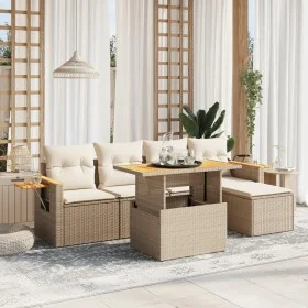 Gartensofa-Set mit 6-teiligen Kissen aus synthetischem Rattan in Beige. von , Gartensets - Ref: Foro24-3273494, Preis: 460,47...