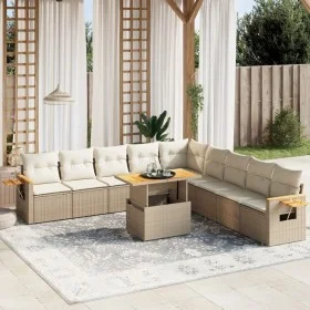 Gartensofa-Set 11-teilig mit beigen Polstern aus synthetischem Rattan von , Gartensets - Ref: Foro24-3273704, Preis: 792,78 €...