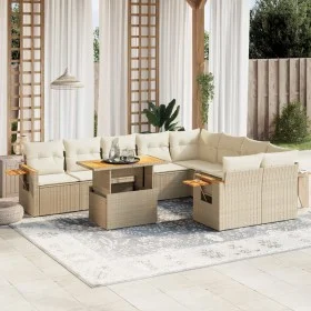 Garden sofa set with beige cushions, 10 pieces, synthetic rattan by , Garden sets - Ref: Foro24-3273676, Price: 745,07 €, Dis...