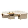 Juego de sofás jardín con cojines beige 10 pzas ratán sintético de , Conjuntos de jardín - Ref: Foro24-3273676, Precio: 744,9...