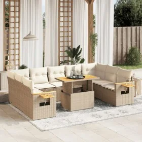 Gartensofa-Set mit 10-teiligen beigen Kissen aus synthetischem Rattan. von , Gartensets - Ref: Foro24-3273662, Preis: 745,07 ...