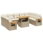Garden sofa set with beige cushions, 10 pieces, synthetic rattan by , Garden sets - Ref: Foro24-3273662, Price: 745,07 €, Dis...