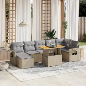 Juego de sofás de jardín con cojines beige 8 pzas ratán PE by , Garden sets - Ref: Foro24-3275712, Price: 535,32 €, Discount: %