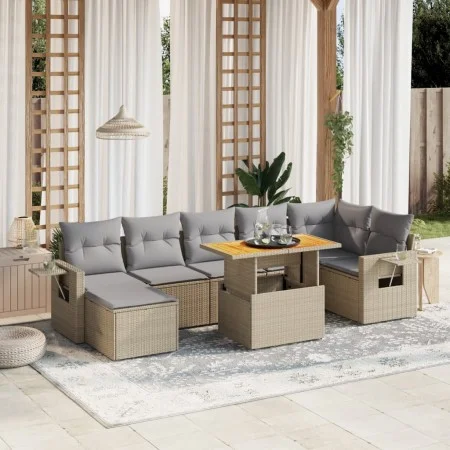 Juego de sofás de jardín con cojines beige 8 pzas ratán PE by , Garden sets - Ref: Foro24-3275712, Price: 535,32 €, Discount: %