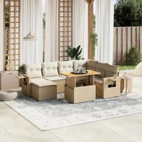 Garden sofa set with beige cushions, 8 pieces, PE rattan. by , Garden sets - Ref: Foro24-3271870, Price: 564,63 €, Discount: %