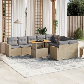 Gartensofa-Set mit 10-teiligen beigen Kissen aus synthetischem Rattan. von , Gartensets - Ref: Foro24-3271472, Preis: 621,67 ...