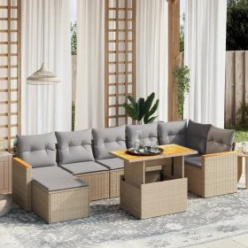Garden sofa set with beige cushions, 8 pieces, PE rattan. by , Garden sets - Ref: Foro24-3273187, Price: 515,79 €, Discount: %