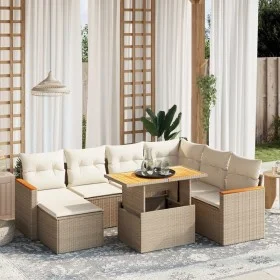 Garden sofa set with beige cushions, 8 pieces, PE rattan. by , Garden sets - Ref: Foro24-3273193, Price: 554,16 €, Discount: %