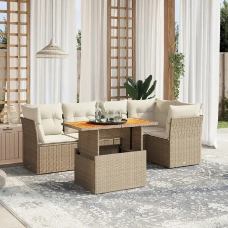 Gartensofa-Set mit 5-teiligen Kissen aus synthetischem Rattan in Beige. von , Gartensets - Ref: Foro24-3270820, Preis: 466,76...