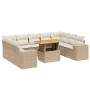 Juego de sofás jardín con cojines beige 10 pzas ratán sintético de , Conjuntos de jardín - Ref: Foro24-3272780, Precio: 693,6...