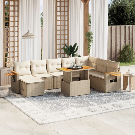 Garden sofa set with beige cushions, 8 pieces, PE rattan. by , Garden sets - Ref: Foro24-3273634, Price: 573,98 €, Discount: %