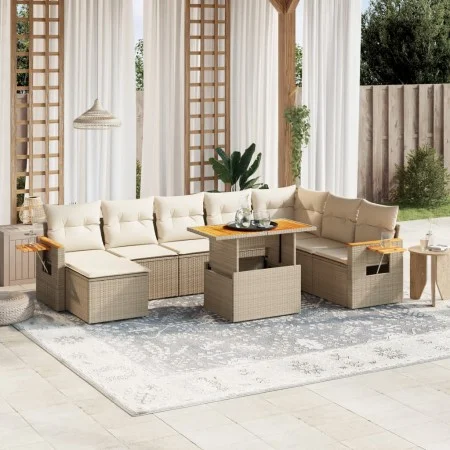 Gartensofagarnitur mit beigen Kissen, 8-teilig, aus PE-Rattan. von , Gartensets - Ref: Foro24-3273634, Preis: 594,72 €, Rabat...