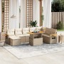 Garden sofa set with beige cushions, 8 pieces, PE rattan. by , Garden sets - Ref: Foro24-3273634, Price: 573,98 €, Discount: %