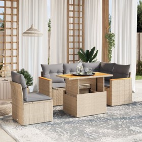 Garden sofa set with 6-piece synthetic rattan beige cushions by , Garden sets - Ref: Foro24-3273082, Price: 411,73 €, Discoun...