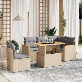 Garden sofa set with 6-piece synthetic rattan beige cushions by , Garden sets - Ref: Foro24-3273082, Price: 415,24 €, Discoun...