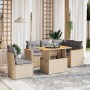 Gartensofa-Set mit 6-teiligen Kissen aus synthetischem Rattan in Beige. von , Gartensets - Ref: Foro24-3273082, Preis: 411,73...