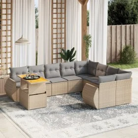 Gartensofa-Set mit 10-teiligen beigen Kissen aus synthetischem Rattan. von , Gartensets - Ref: Foro24-3272361, Preis: 672,61 ...