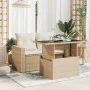 Gartentisch mit Glasoberfläche, PE-Rattan in Beige, 100x55x73 cm. von , Gartentische - Ref: Foro24-366059, Preis: 108,52 €, R...