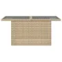Garden table with beige PE rattan surface and glass top, measuring 100x55x73 cm. by , Garden tables - Ref: Foro24-366059, Pri...