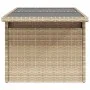 Garden table with beige PE rattan surface and glass top, measuring 100x55x73 cm. by , Garden tables - Ref: Foro24-366059, Pri...