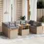 Garden sofa set with beige cushions, 10 pieces, synthetic rattan by , Garden sets - Ref: Foro24-3273222, Price: 613,68 €, Dis...