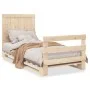 Solid pine wood bed frame with headboard 90x200 cm by , Beds and slatted bases - Ref: Foro24-3281538, Price: 143,35 €, Discou...