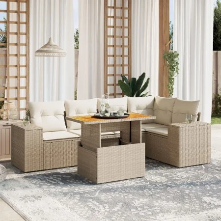 Juego de sofás jardín con cojines 6 pzas ratán sintético beige von , Gartensets - Ref: Foro24-3272626, Preis: 488,05 €, Rabat...