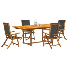 Garden dining set, 5 pieces, solid acacia wood and textilene. by , Garden sets - Ref: Foro24-3279260, Price: 576,86 €, Discou...
