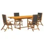 Juego comedor de jardín 5 pzas madera maciza acacia y textileno de , Conjuntos de jardín - Ref: Foro24-3279260, Precio: 576,6...