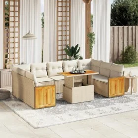 Gartensofa-Set mit 10-teiligen beigen Kissen aus synthetischem Rattan. von , Gartensets - Ref: Foro24-3274103, Preis: 712,57 ...