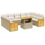 Garden sofa set with beige cushions, 10 pieces, synthetic rattan by , Garden sets - Ref: Foro24-3274103, Price: 712,57 €, Dis...