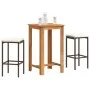 Garden table and 3-piece set of acacia wood and brown PE rattan stools by , Garden sets - Ref: Foro24-3295266, Price: 174,93 ...