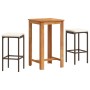 Gartentisch und 3-teiliges Hocker-Set aus Akazienholz und braunem PE-Rattan von , Gartensets - Ref: Foro24-3295266, Preis: 17...