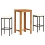 Mesa y taburetes de jardín 3 pzas madera acacia ratán PE marrón de , Conjuntos de jardín - Ref: Foro24-3295266, Precio: 175,2...