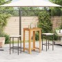 Mesa y taburetes de jardín 3 pzas madera acacia ratán PE marrón