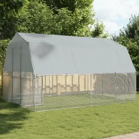 Hühnerstall mit Dach und Tür aus verzinktem Silberstahl von , Käfige und Lebensräume für Kleintiere - Ref: Foro24-3294911, Pr...