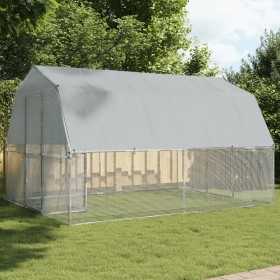 Hühnerstall mit Dach und Tür aus verzinktem Silberstahl von , Käfige und Lebensräume für Kleintiere - Ref: Foro24-3294911, Pr...