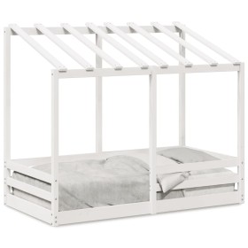 Kinderbett mit weißem Kieferndach 80x160 cm von , Betten und Lattenroste - Ref: Foro24-847013, Preis: 120,08 €, Rabatt: %