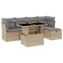 Gartensofa-Set mit 6-teiligen Kissen aus synthetischem Rattan in Beige. von , Gartensets - Ref: Foro24-3274639, Preis: 388,66...
